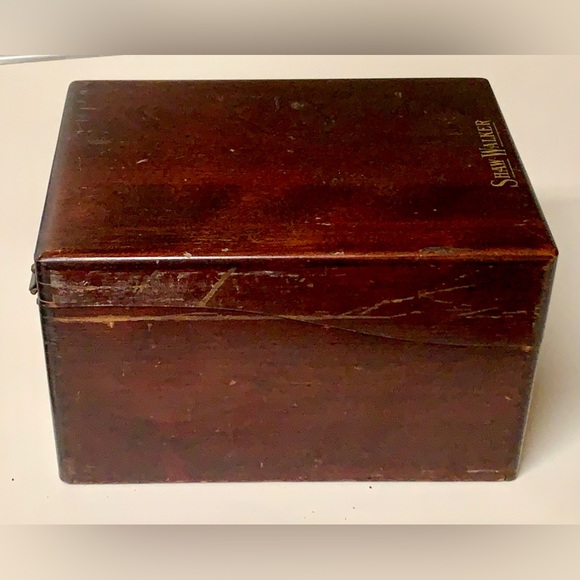 Early 20th Century Vintage SHAW WALKER Antique Hardwood Hinged File Box - Picture 3 of 15